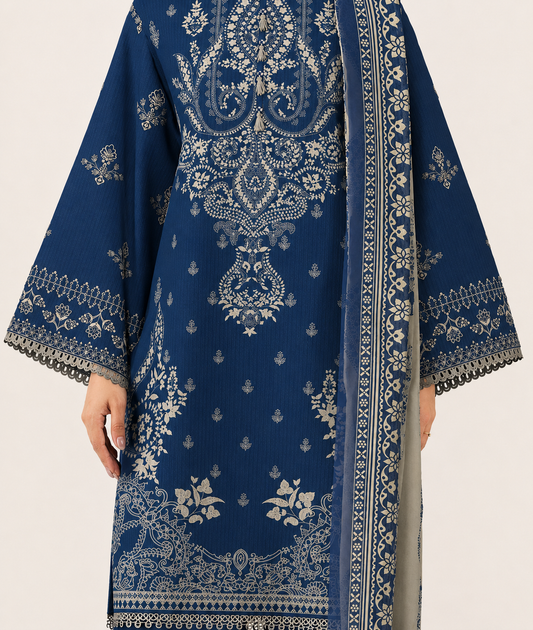 3 PIECE - DIGITAL PRINTED EMBROIDERED LAWN SUIT (Unstitched)