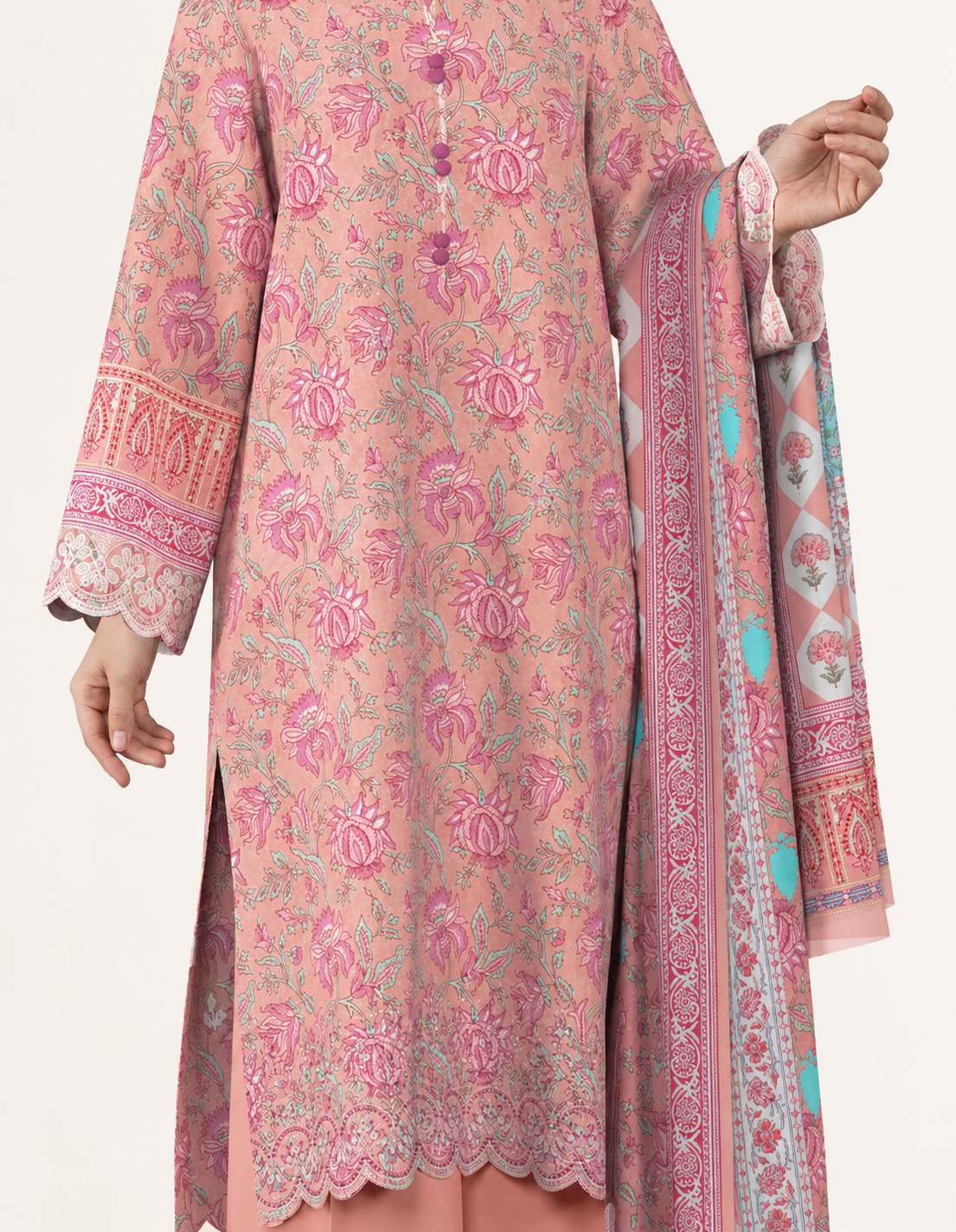 3 PIECE - DIGITAL PRINTED EMBROIDERED LAWN SUIT (Unstitched)