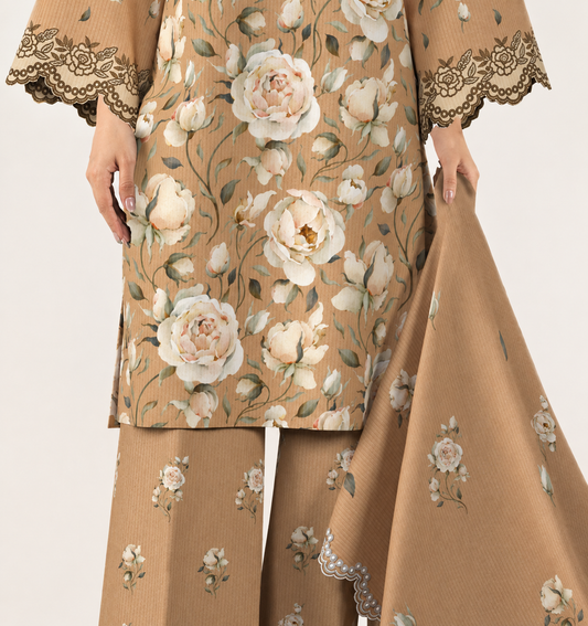 3 PIECE - DIGITAL PRINTED EMBROIDERED LAWN SUIT (Unstitched)