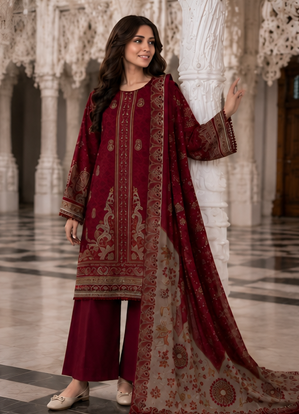 3 PIECE - DIGITAL PRINTED EMBROIDERED LAWN SUIT (Unstitched)