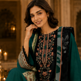 3 PIECE - DIGITAL PRINTED EMBROIDERED LAWN SUIT (Unstitched)