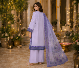 3 PIECE - DIGITAL PRINTED EMBROIDERED LAWN SUIT (Unstitched)
