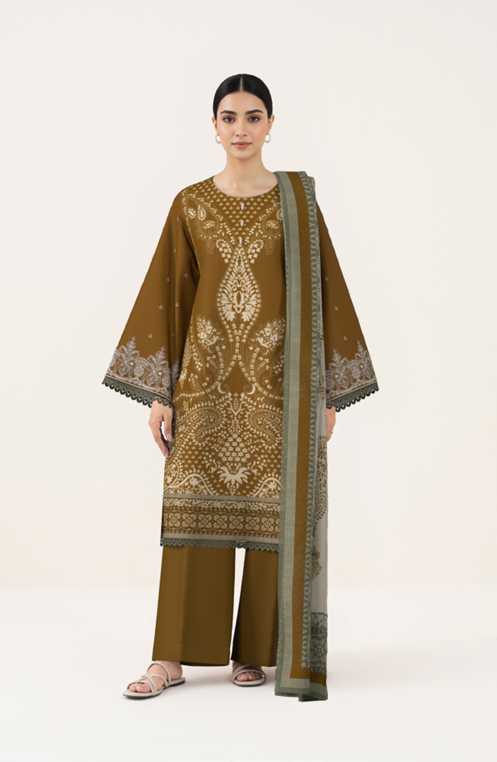 3 PIECE - DIGITAL PRINTED EMBROIDERED LAWN SUIT (Unstitched)