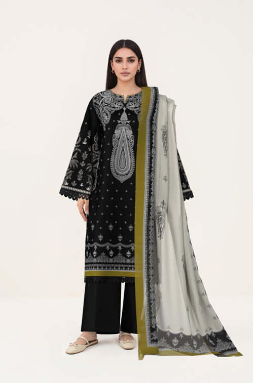 3 PIECE - DIGITAL PRINTED EMBROIDERED LAWN SUIT (Unstitched)
