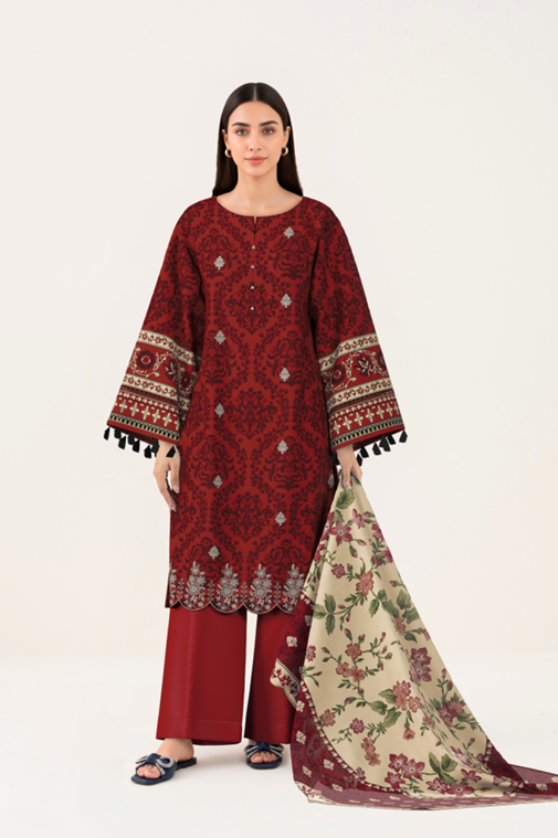 3 PIECE - DIGITAL PRINTED EMBROIDERED LAWN SUIT (Unstitched)