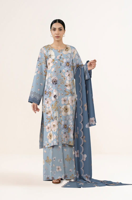 3 PIECE - DIGITAL PRINTED EMBROIDERED LAWN SUIT (Unstitched)
