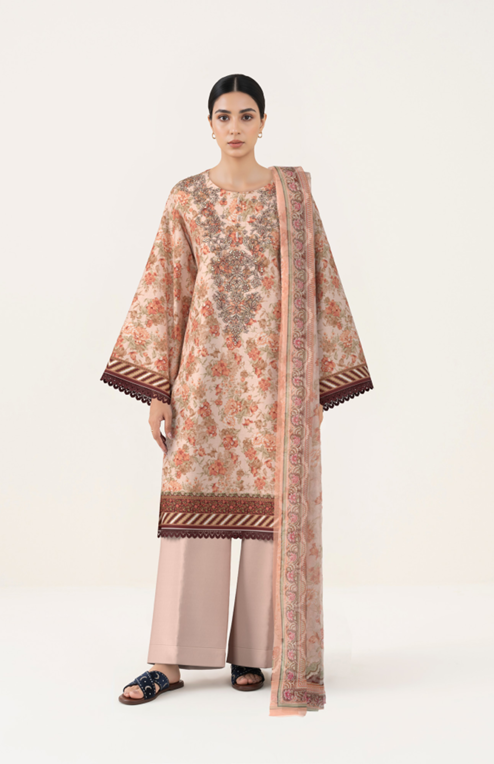 3 PIECE - DIGITAL PRINTED EMBROIDERED LAWN SUIT (Unstitched)