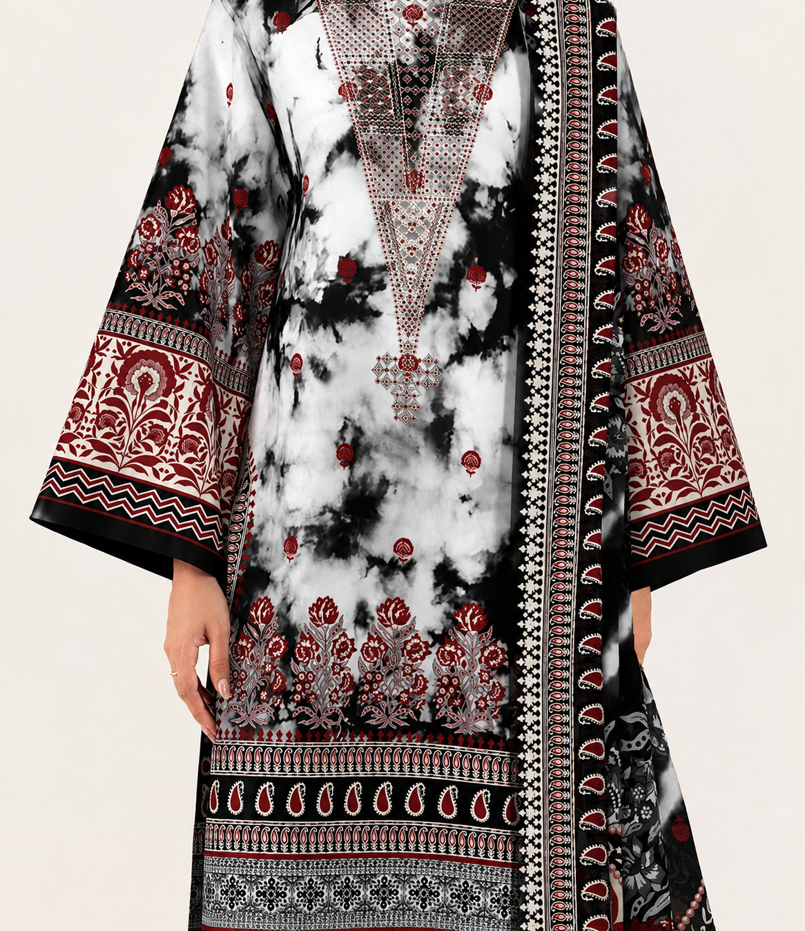3 PIECE - DIGITAL PRINTED EMBROIDERED LAWN SUIT (Unstitched)