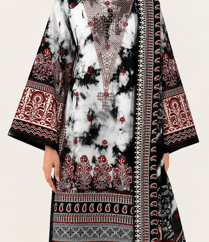 3 PIECE - DIGITAL PRINTED EMBROIDERED LAWN SUIT (Unstitched)