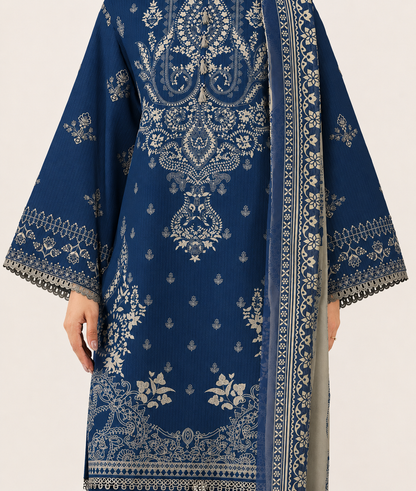 3 PIECE - DIGITAL PRINTED EMBROIDERED LAWN SUIT (Unstitched)