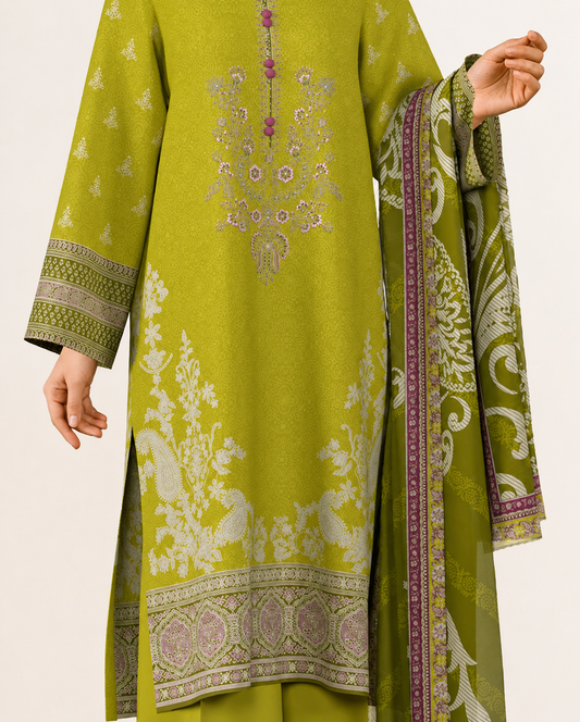 3 PIECE - DIGITAL PRINTED EMBROIDERED LAWN SUIT (Unstitched)