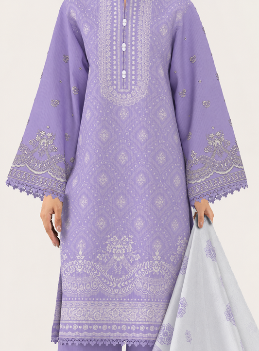 3 PIECE - DIGITAL PRINTED EMBROIDERED LAWN SUIT (Unstitched)