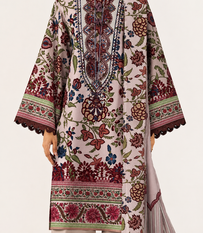 3 PIECE - DIGITAL PRINTED EMBROIDERED LAWN SUIT (Unstitched)