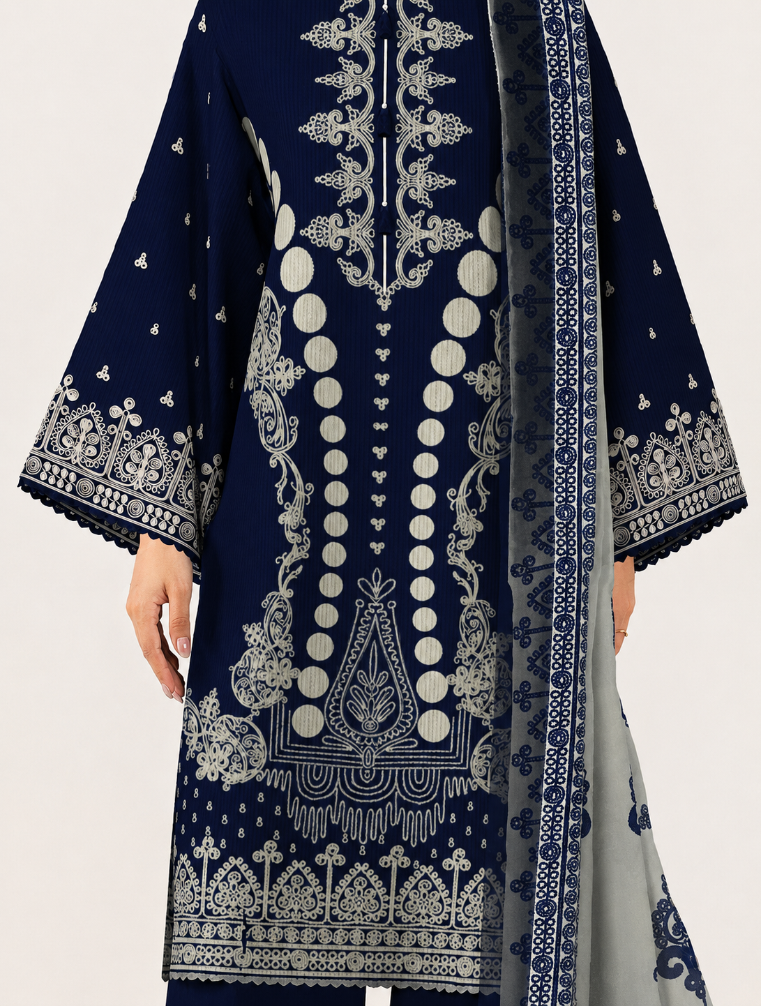 3 PIECE - DIGITAL PRINTED EMBROIDERED LAWN SUIT (Unstitched)