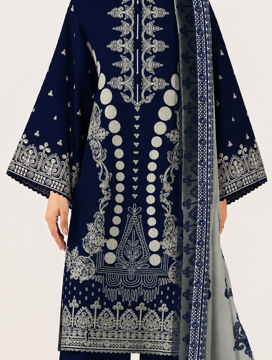 3 PIECE - DIGITAL PRINTED EMBROIDERED LAWN SUIT (Unstitched)