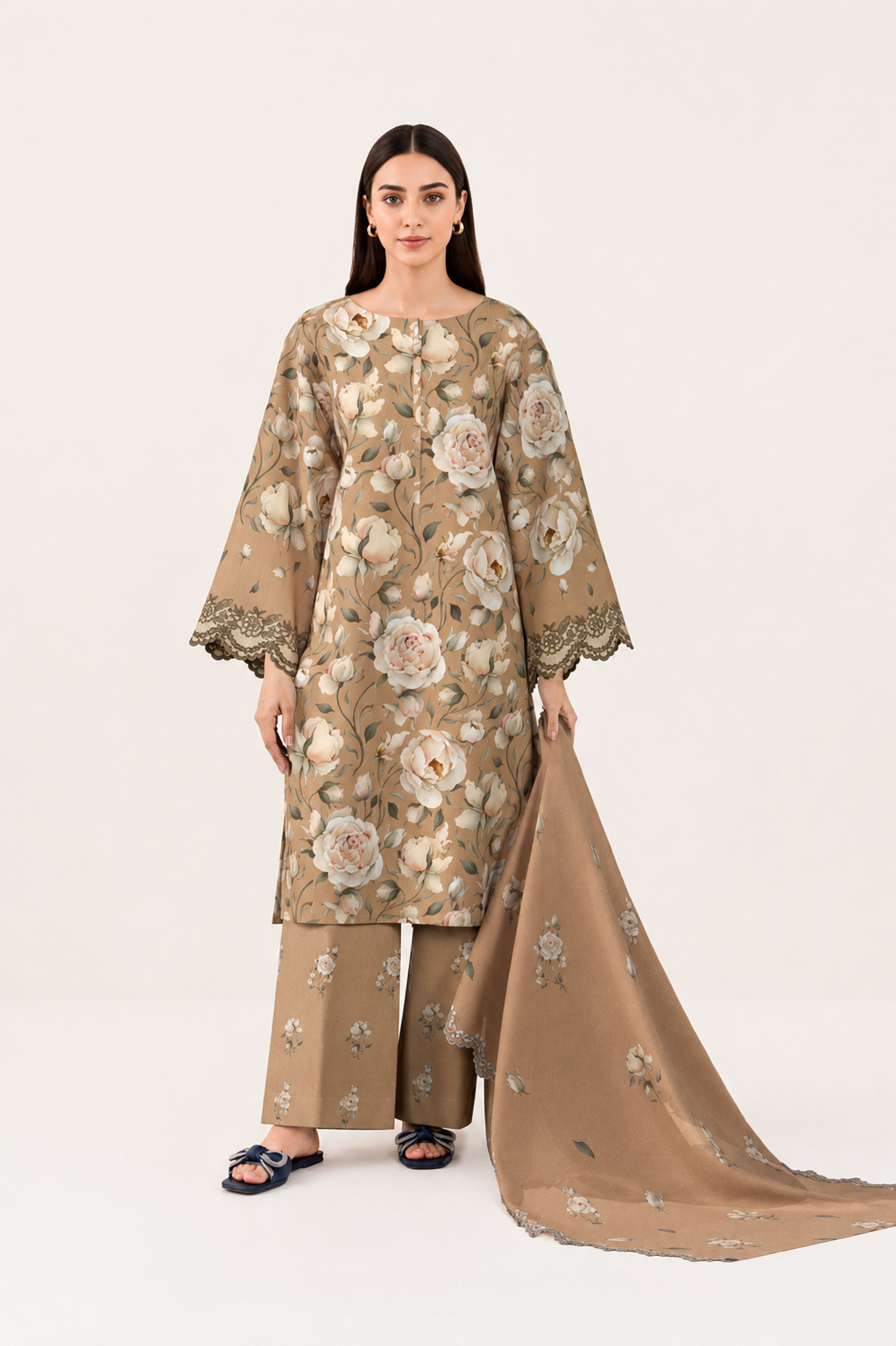 3 PIECE - DIGITAL PRINTED EMBROIDERED LAWN SUIT (Unstitched)