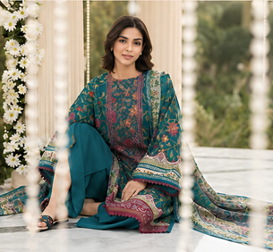 3 PIECE - DIGITAL PRINTED EMBROIDERED LAWN SUIT (Unstitched)