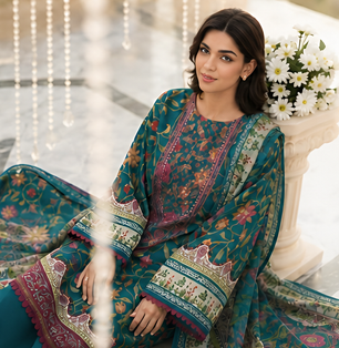3 PIECE - DIGITAL PRINTED EMBROIDERED LAWN SUIT (Unstitched)