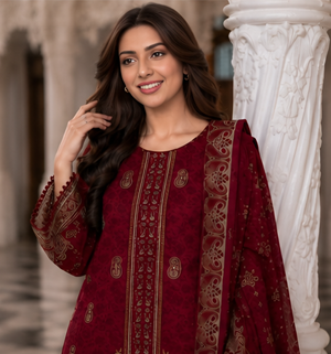 3 PIECE - DIGITAL PRINTED EMBROIDERED LAWN SUIT (Unstitched)