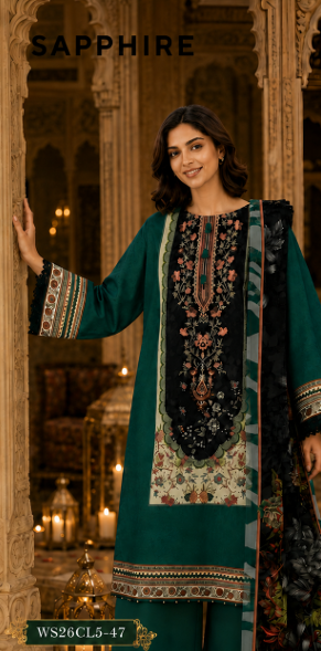 3 PIECE - DIGITAL PRINTED EMBROIDERED LAWN SUIT (Unstitched)