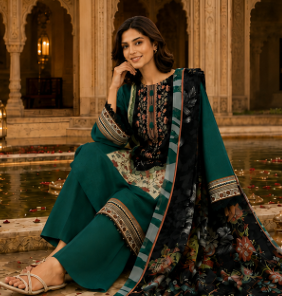 3 PIECE - DIGITAL PRINTED EMBROIDERED LAWN SUIT (Unstitched)