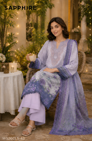 3 PIECE - DIGITAL PRINTED EMBROIDERED LAWN SUIT (Unstitched)