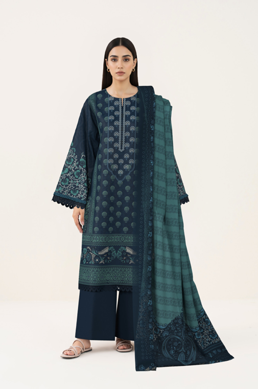 3 PIECE - DIGITAL PRINTED EMBROIDERED LAWN SUIT (Unstitched)