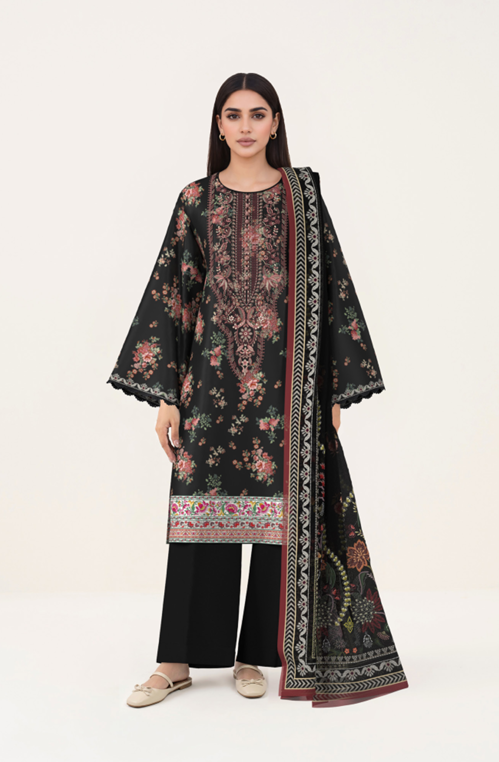 3 PIECE - DIGITAL PRINTED EMBROIDERED LAWN SUIT (Unstitched)