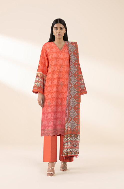 3 PIECE - DIGITAL PRINTED EMBROIDERED LAWN SUIT (Unstitched)