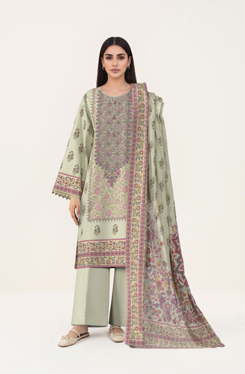 3 PIECE - DIGITAL PRINTED EMBROIDERED LAWN SUIT (Unstitched)