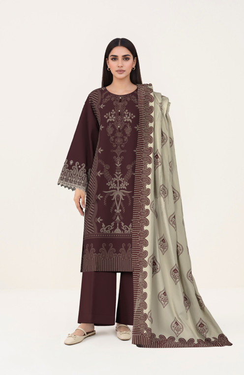 3 PIECE - DIGITAL PRINTED EMBROIDERED LAWN SUIT (Unstitched)