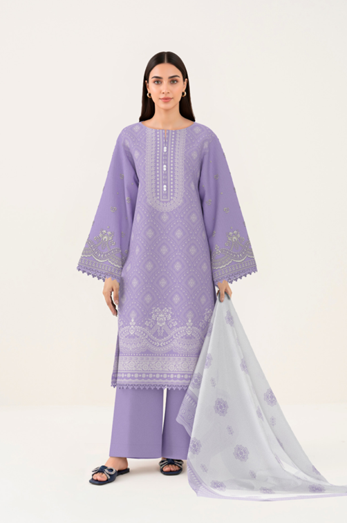 3 PIECE - DIGITAL PRINTED EMBROIDERED LAWN SUIT (Unstitched)
