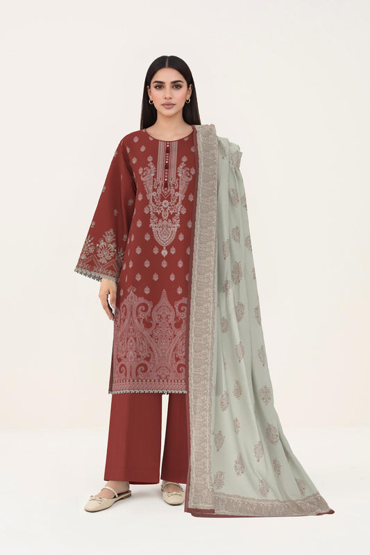 3 PIECE - DIGITAL PRINTED EMBROIDERED LAWN SUIT (Unstitched)