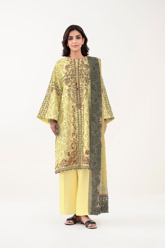 3 PIECE - DIGITAL PRINTED EMBROIDERED LAWN SUIT (Unstitched)