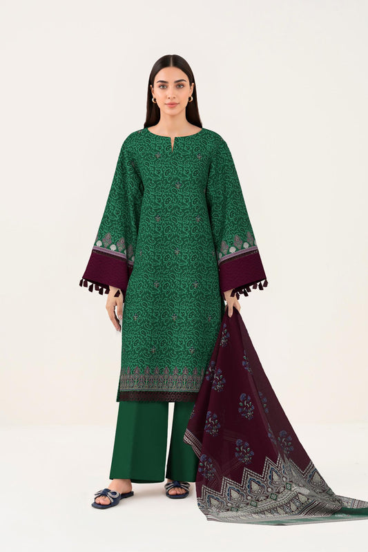 3 PIECE - DIGITAL PRINTED EMBROIDERED LAWN SUIT (Unstitched)