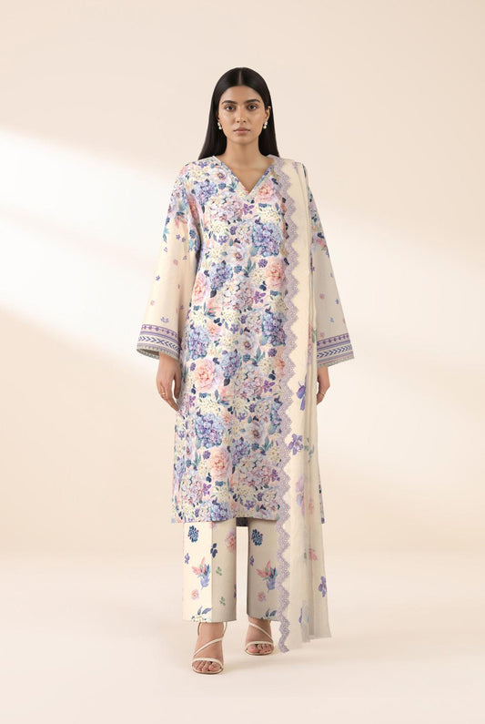 3 PIECE - DIGITAL PRINTED EMBROIDERED LAWN SUIT (Unstitched)