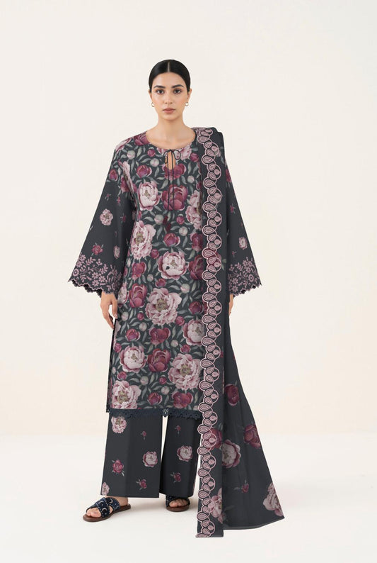3 PIECE - DIGITAL PRINTED EMBROIDERED LAWN SUIT (Unstitched)