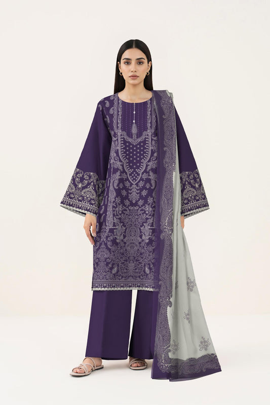 3 PIECE - DIGITAL PRINTED EMBROIDERED LAWN SUIT (Unstitched)