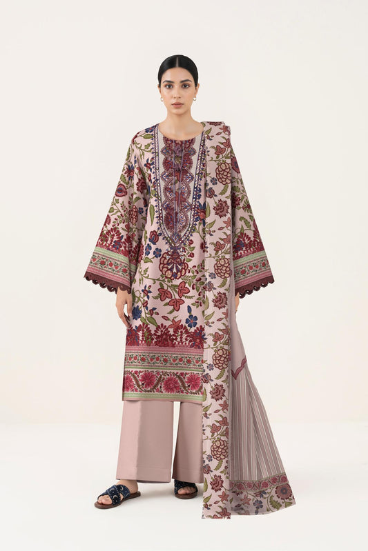 3 PIECE - DIGITAL PRINTED EMBROIDERED LAWN SUIT (Unstitched)
