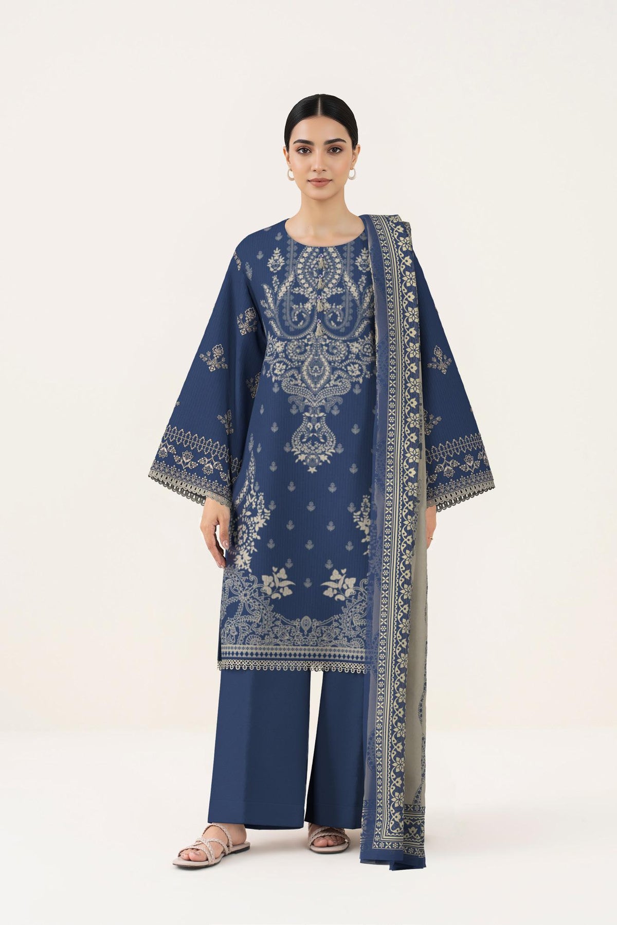 3 PIECE - DIGITAL PRINTED EMBROIDERED LAWN SUIT (Unstitched)