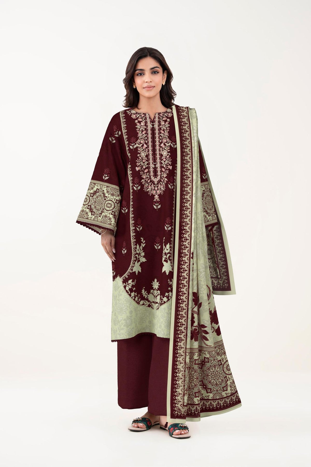 3 PIECE - DIGITAL PRINTED EMBROIDERED LAWN SUIT (Unstitched)