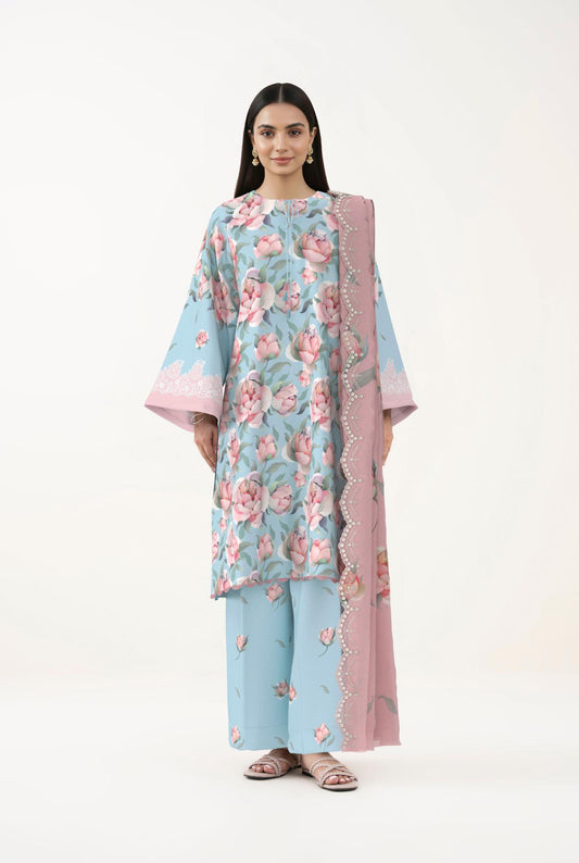 3 PIECE - DIGITAL PRINTED EMBROIDERED LAWN SUIT (Unstitched)