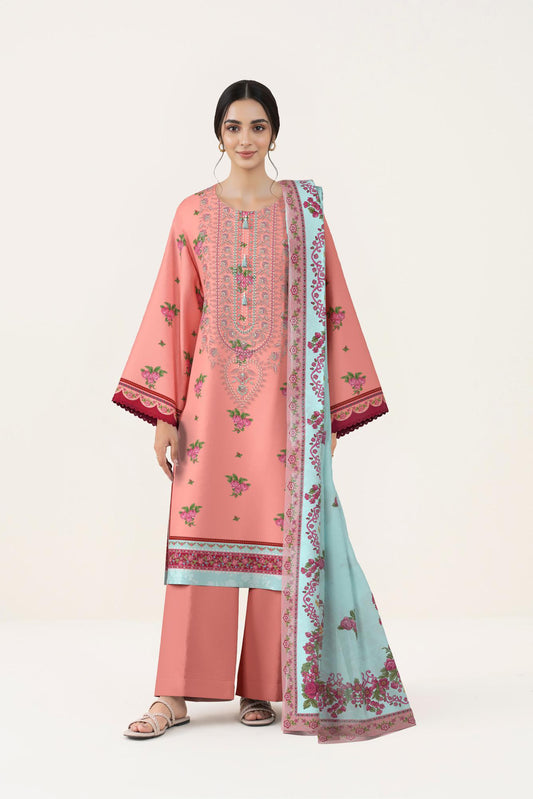 3 PIECE - DIGITAL PRINTED EMBROIDERED LAWN SUIT (Unstitched)