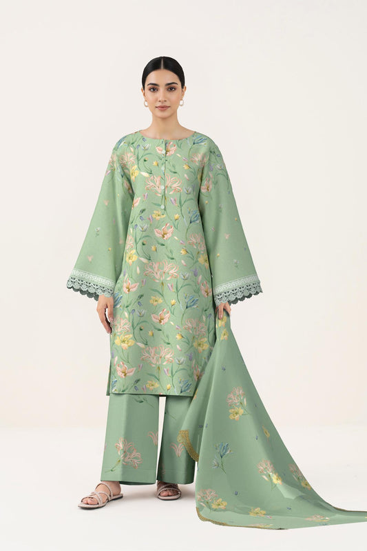 3 PIECE - DIGITAL PRINTED EMBROIDERED LAWN SUIT (Unstitched)