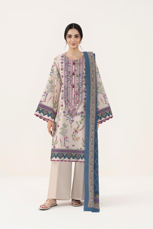 3 PIECE - DIGITAL PRINTED EMBROIDERED LAWN SUIT (Unstitched)